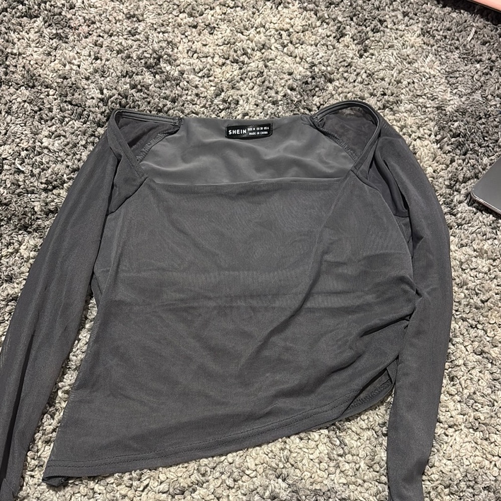 SHEIN Gray Asymmetrical Blouse